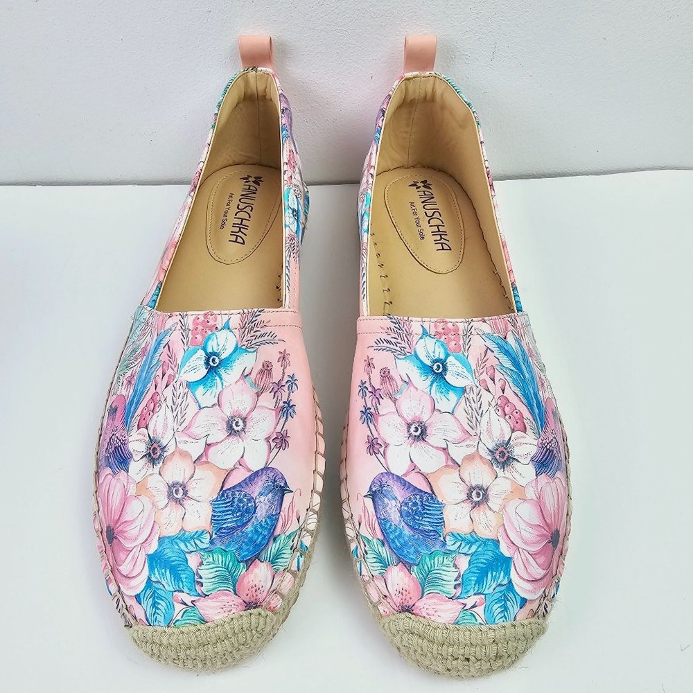 Anuschka Women's Floral Birds Espadrille Slip On Loafers, Sz 10 NWOB - Picture 7 of 10